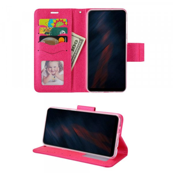 Wholesale Tuff Flip PU Leather Simple Wallet Case for LG Stylo 5 (Hot Pink)